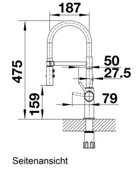 SW24 - Catris S Flexo mattschwarz (525793) Maßzeichnung Seitenansicht